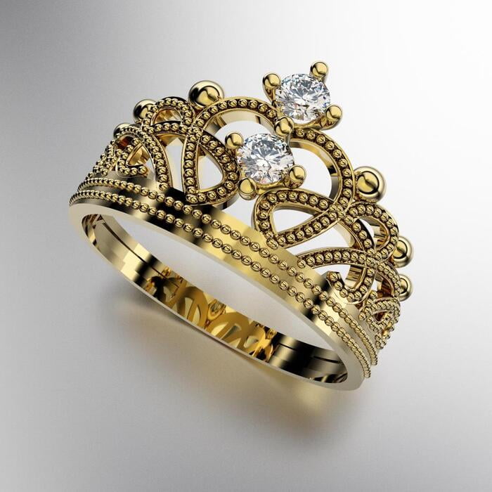 ANILLO C ORONA DE REINA CON DOS PIEDRAS REDONDAS (MOD. A031) ANILLO C ORONA DE REINA CON DOS PIEDRAS REDONDAS (MOD. A031)