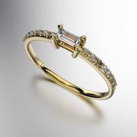 ANILLO PIEDRA CENTRAL BAGUETTE APAISADA CON PIEDRAS REDONDAS A LOS COSTADOS (MOD. A041) ANILLO PIEDRA CENTRAL BAGUETTE APAISADA CON PIEDRAS REDONDAS A LOS COSTADOS (MOD. A041)