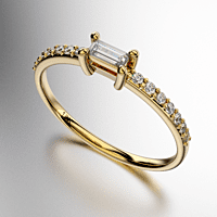 ANILLO PIEDRA CENTRAL BAGUETTE APAISADA CON PIEDRAS REDONDAS A LOS COSTADOS (MOD. A041) ANILLO PIEDRA CENTRAL BAGUETTE APAISADA CON PIEDRAS REDONDAS A LOS COSTADOS (MOD. A041)