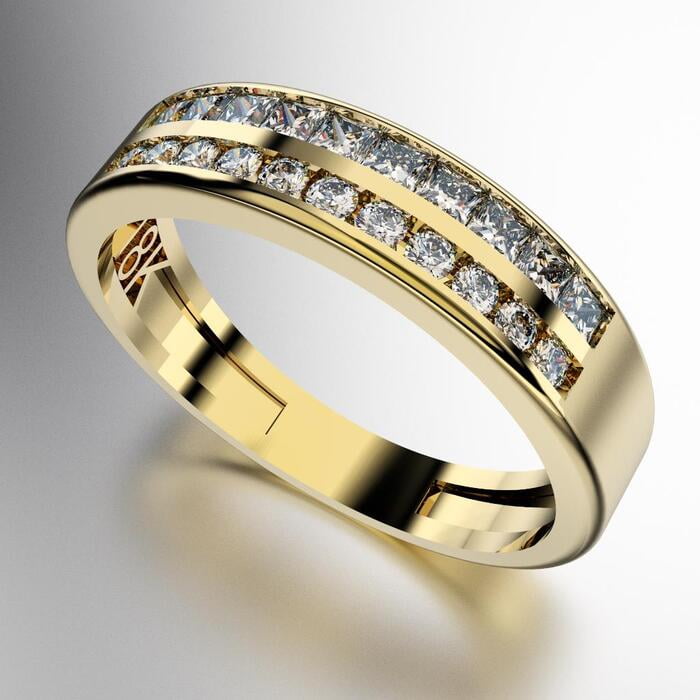 ANILLO DOBLE MEDIO SIN FIN UNA HILERA CON PIEDRAS CARRE Y OTRA CON PIEDRAS REDONDAS (MOD. A044) ANILLO DOBLE MEDIO SIN FIN UNA HILERA CON PIEDRAS CARRE Y OTRA CON PIEDRAS REDONDAS (MOD. A044)