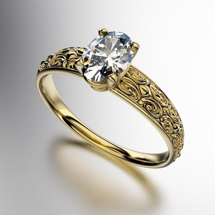 ANILLO SOLITARIO OVAL VINTAGE (MOD. A065) ANILLO SOLITARIO OVAL VINTAGE (MOD. A065)