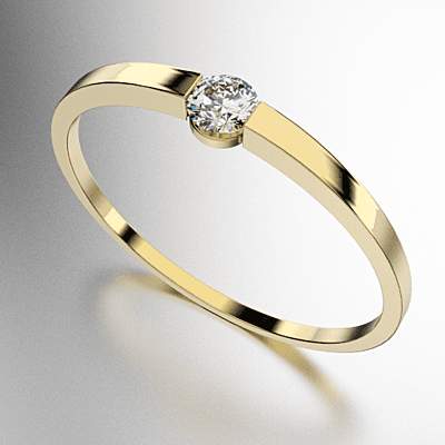 ANILLO SOLITARIO CUERPO CINTA ENGARCE DESNUDO CON BRILLANTE REDONDO DE 10 PUNTOS (3MM) - (MOD. A138)